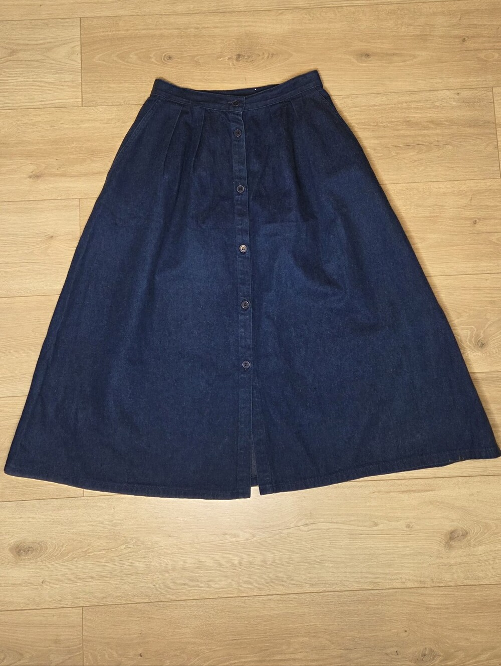 Vintage 90s Wrangler Dark Wash Button Front Denim Midi Skirt 100% Cotton Western - Picture 4 of 8